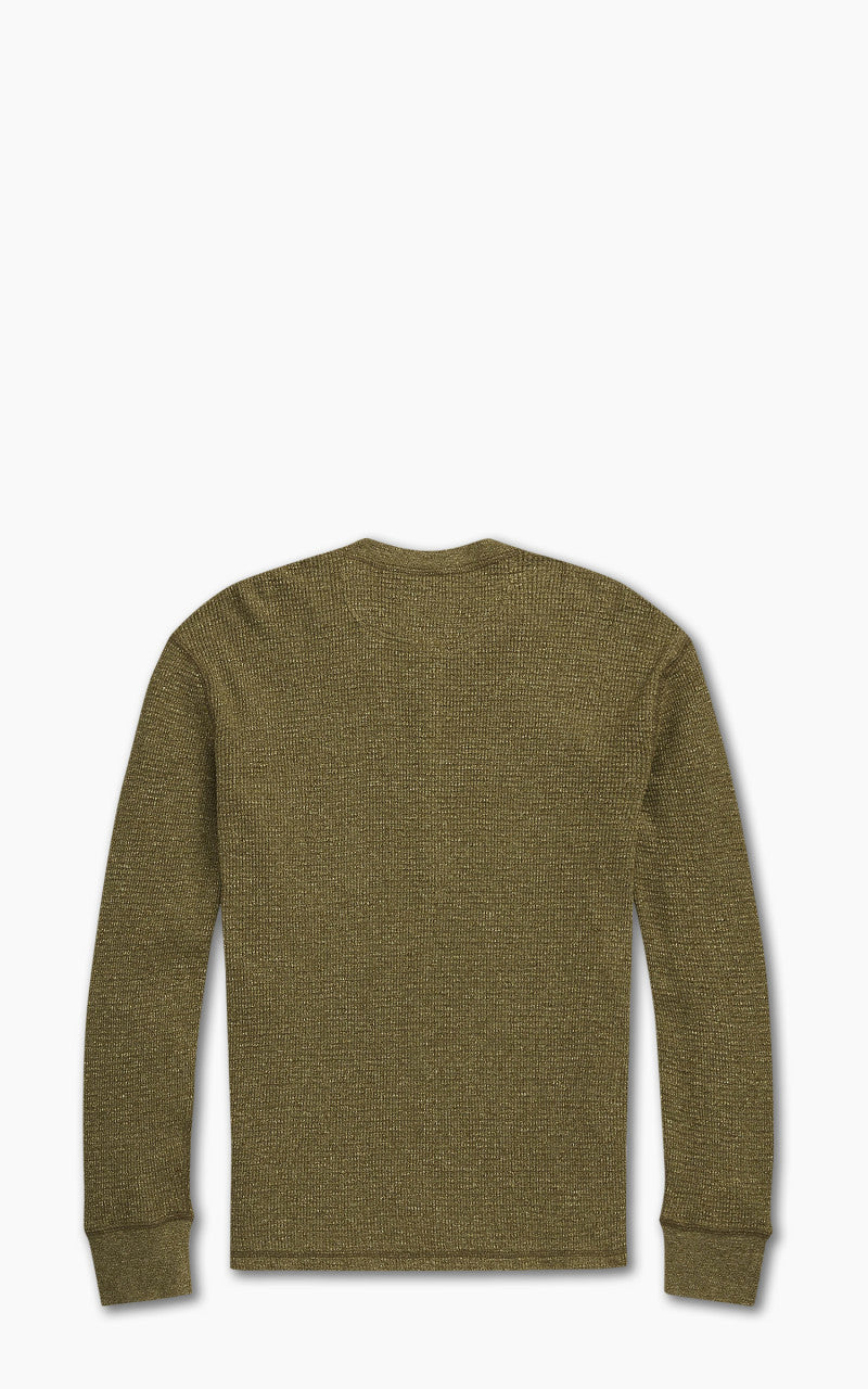 RRL Waffle-Knit Henley Shirt Olive Heather