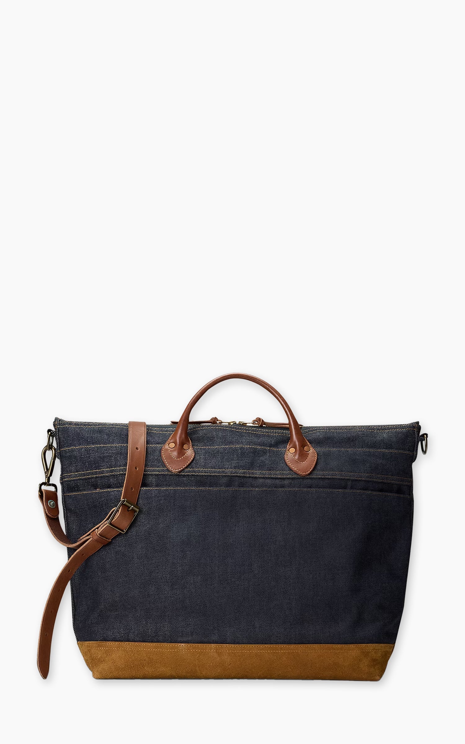 RRL Dayton Leather-Trim Denim Tote Indigo/Brown