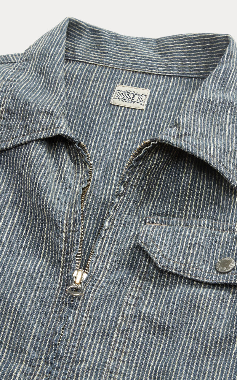 RRL Striped Cotton-Linen Jacket Indigo