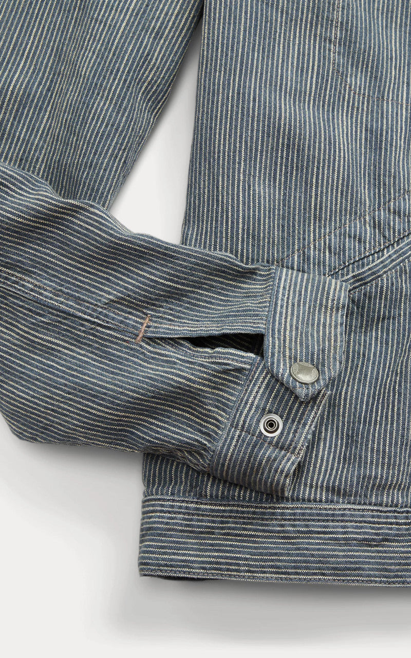 RRL Striped Cotton-Linen Jacket Indigo