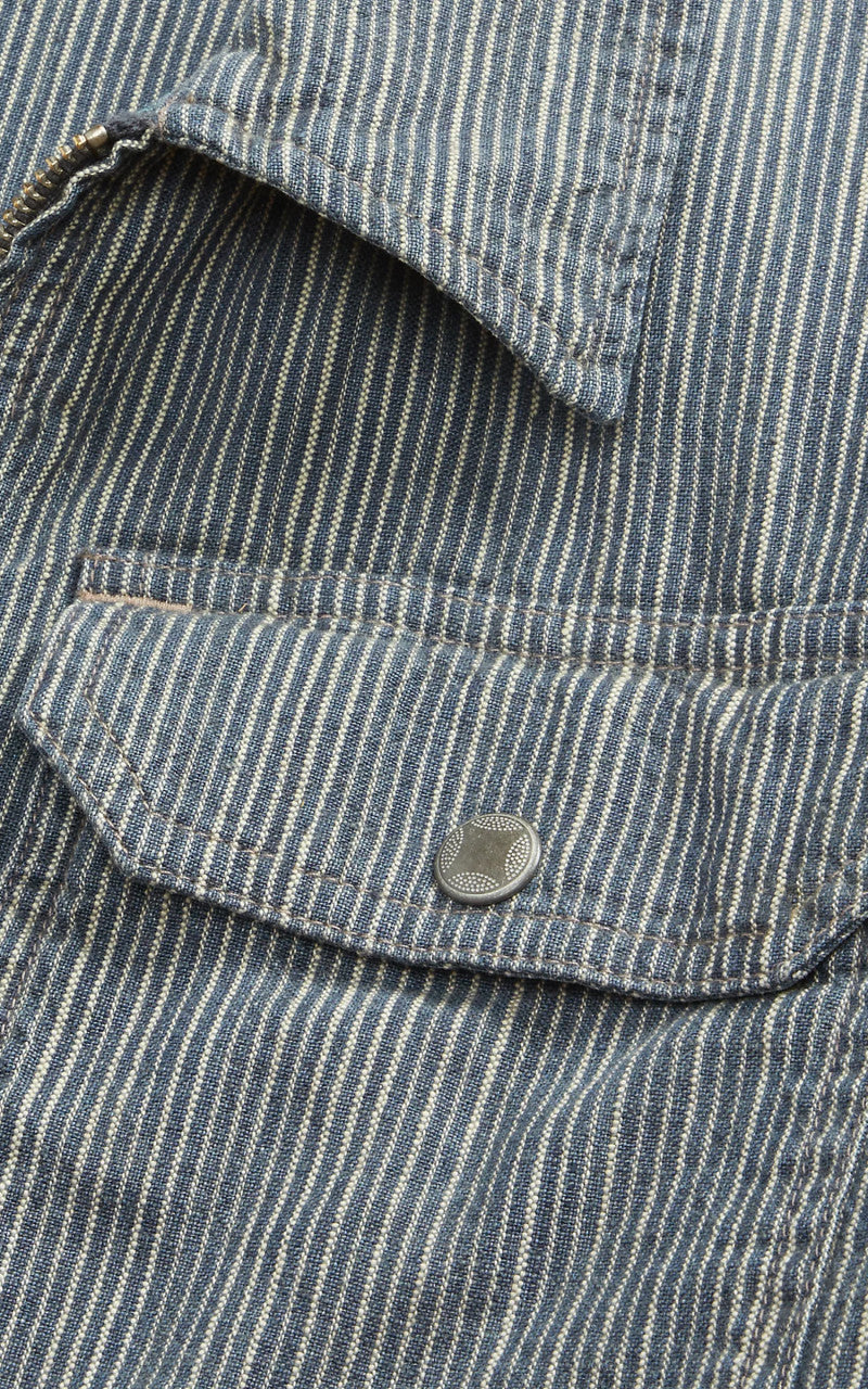 RRL Striped Cotton-Linen Jacket Indigo