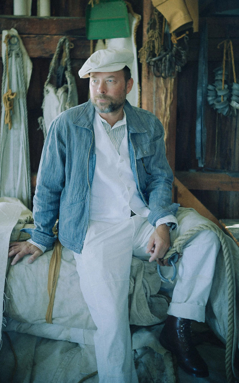 RRL Striped Cotton-Linen Jacket Indigo
