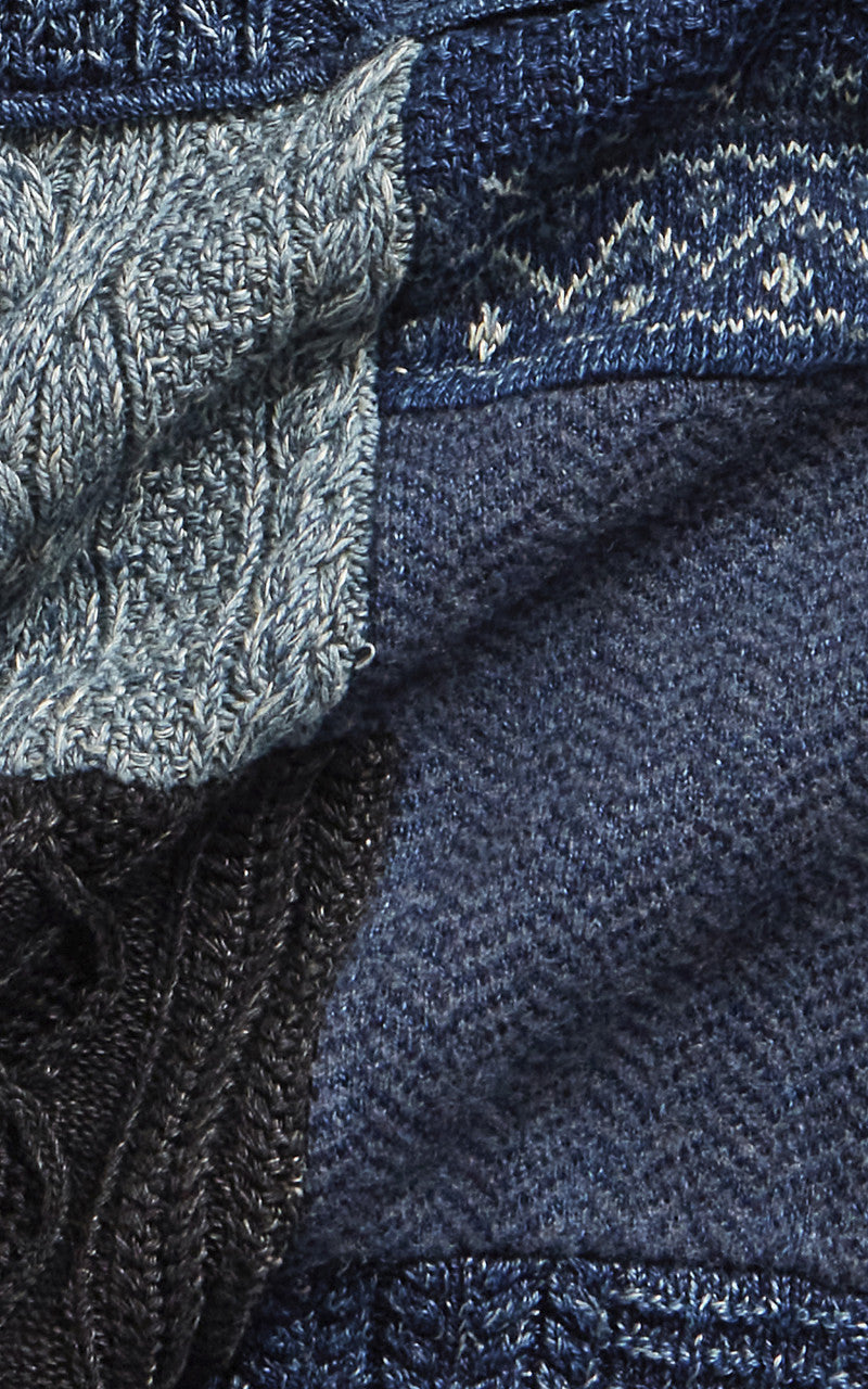 RRL Patchwork Shawl Collar Cardigan Indigo Blue