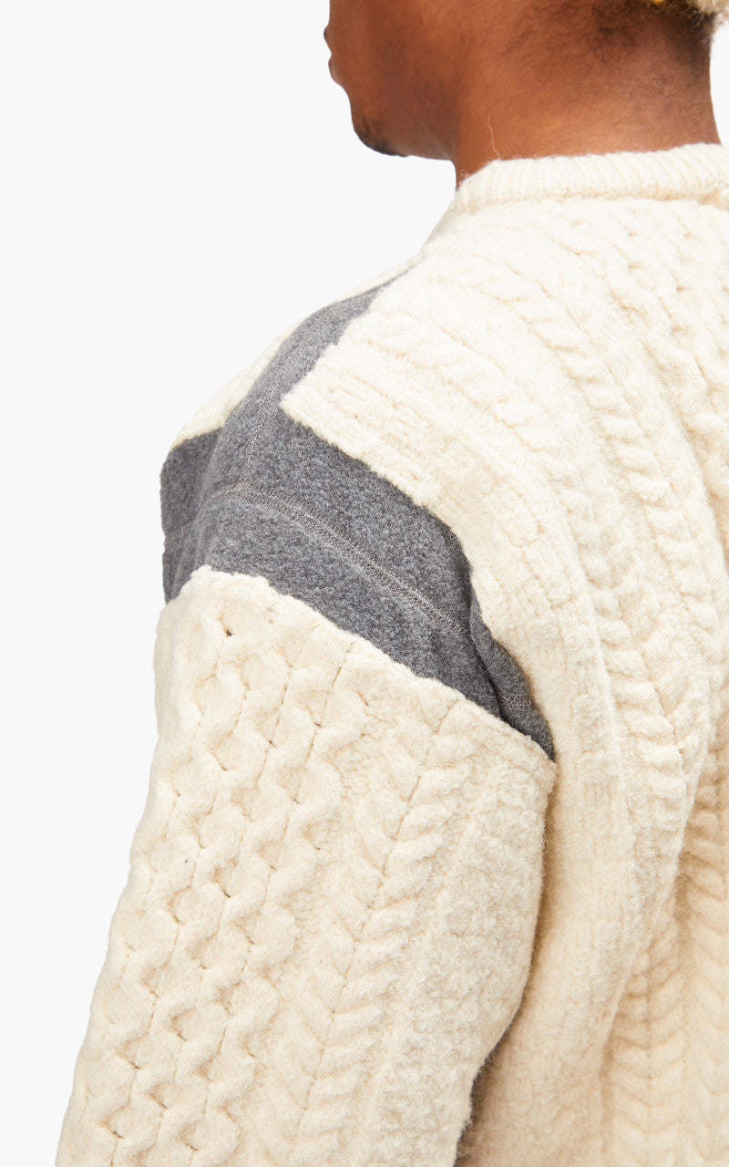 Needles Rebuild by Needles Fisherman Sweater Covered Grey Small