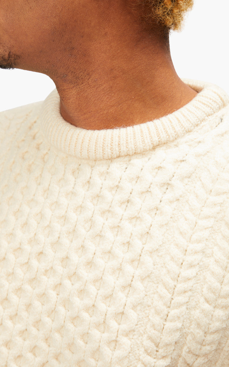 Needles Rebuild by Needles Fisherman Sweater Covered Grey Small