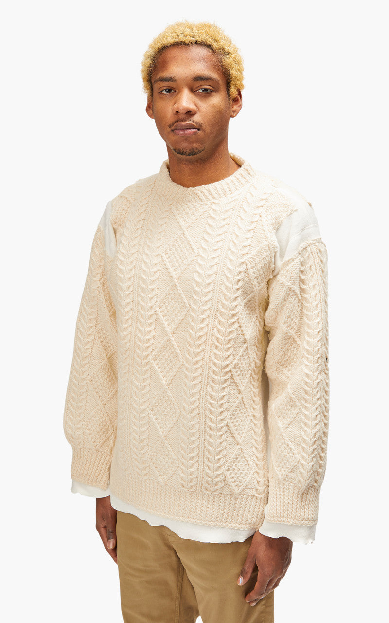 Needles Rebuild by Needles Fisherman Sweater Covered Off White Small