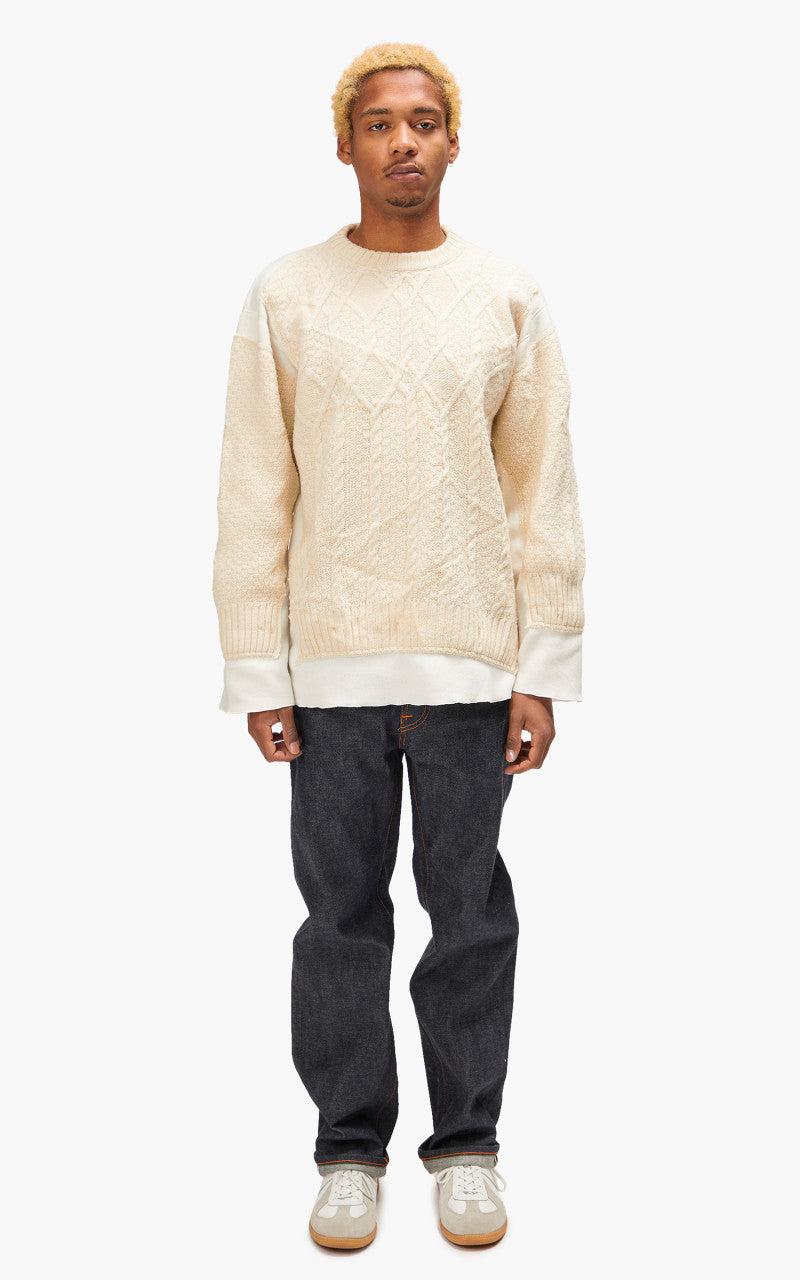 27日迄特別価格 Rebuild by Needles フィッシャーマンニット Needles Rebuild by Needles Fisherman Sweater Covered Off White Medium
