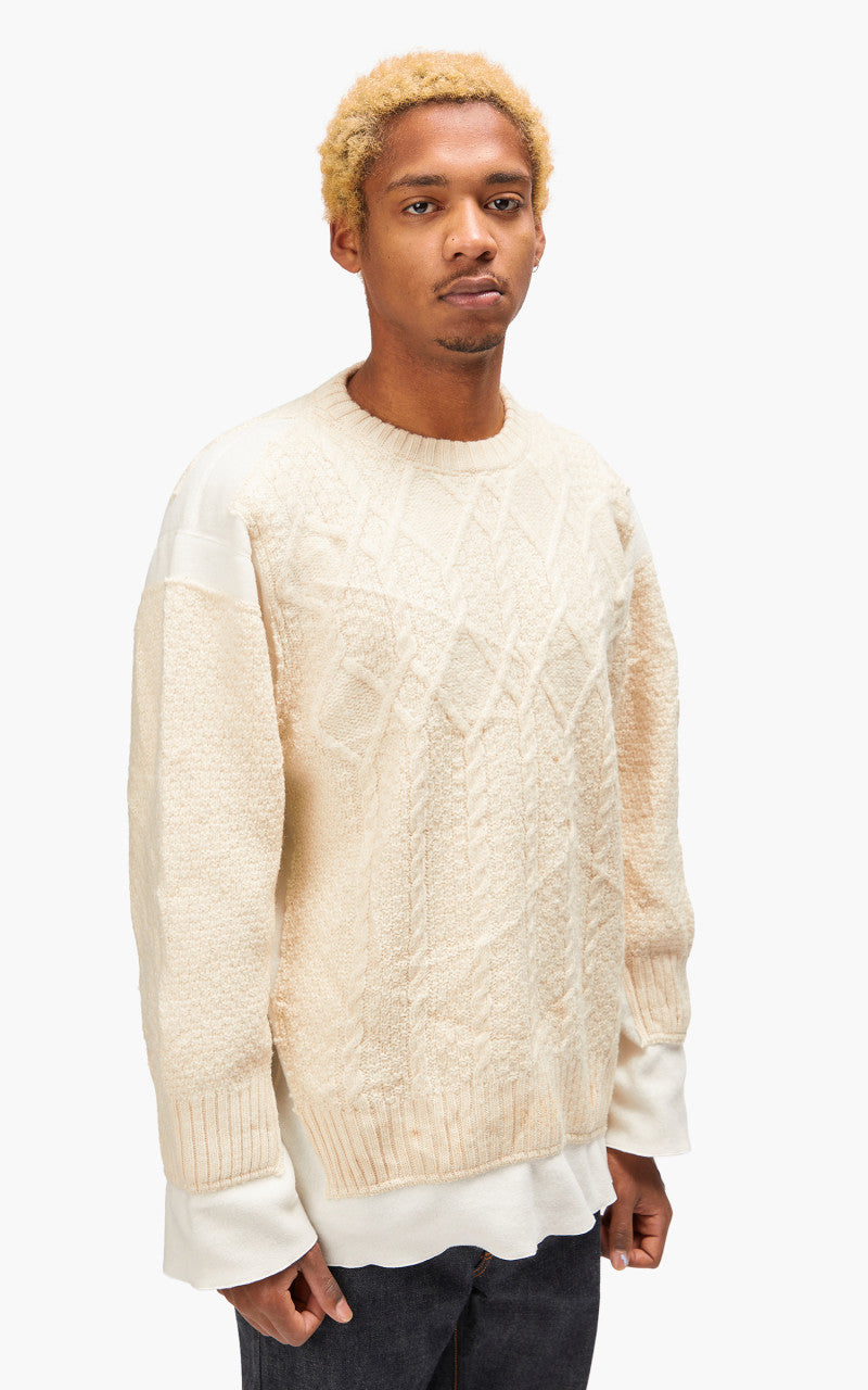 Needles Rebuild by Needles Fisherman Sweater Covered Off White Medium