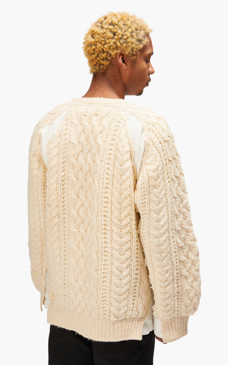 Needles Rebuild by Needles Fisherman Sweater Covered Off White Large