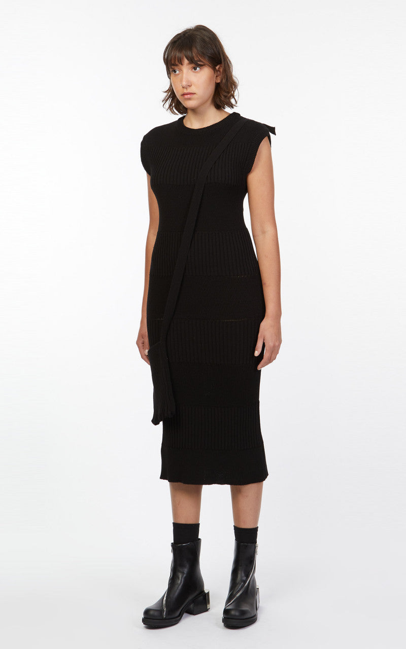 TheOpen Product Ribbed Block Knit Dress & Bag Black