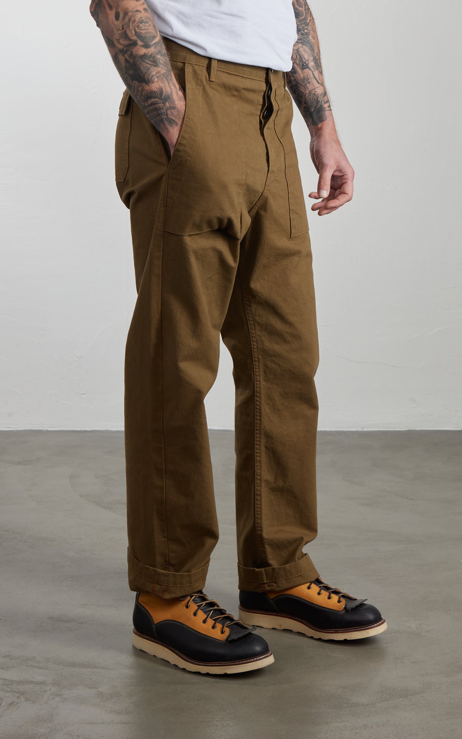 Rogue Territory Fatigue Pants Dyed Canvas Selvedge Golden Brown