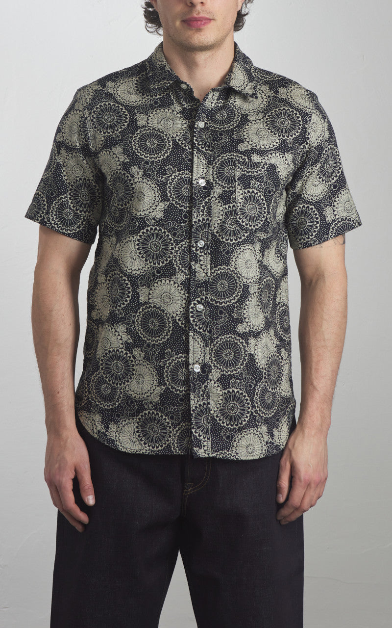 Rogue Territory Oxford Shirt S/S Indigo Medallion