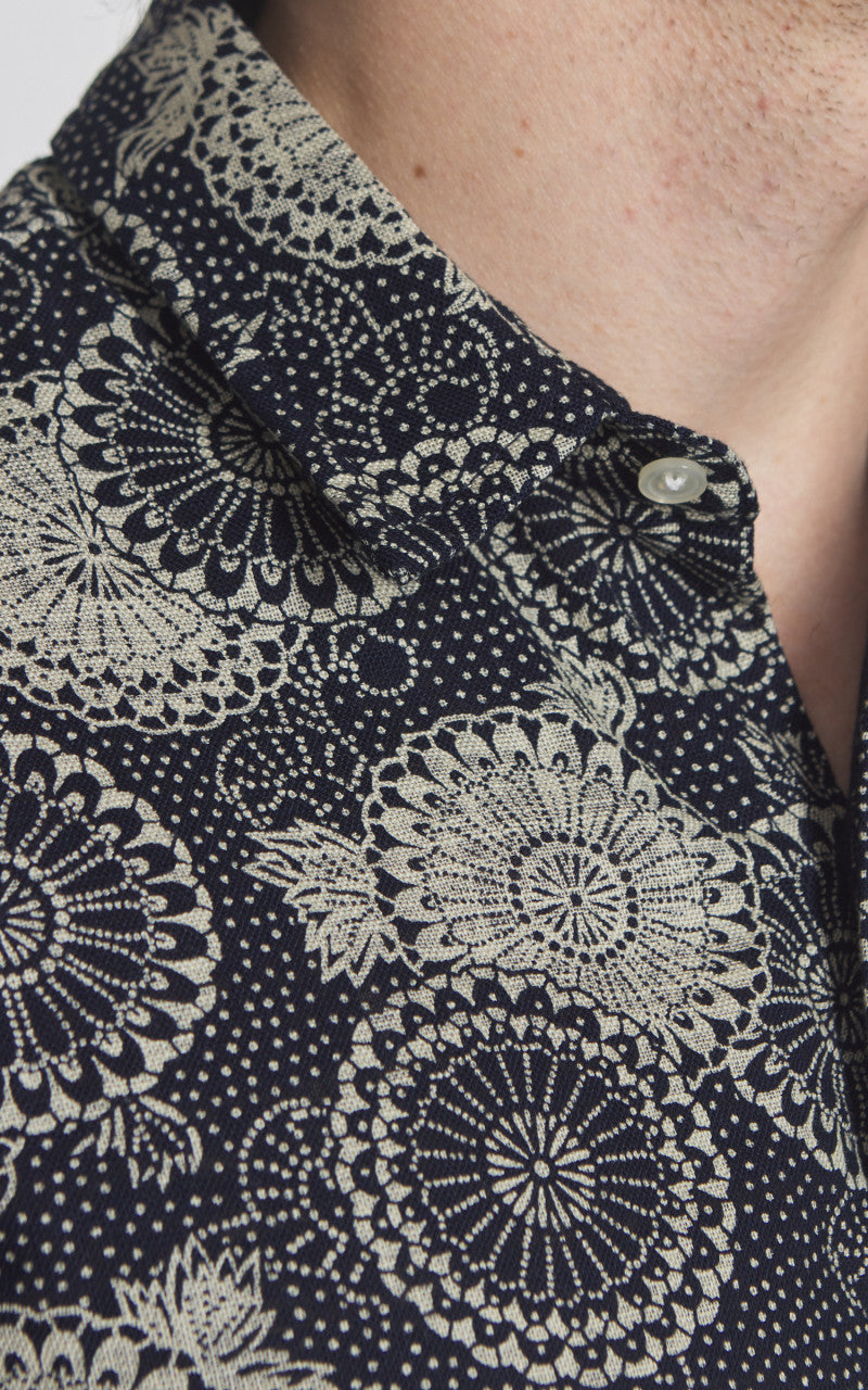 Rogue Territory Oxford Shirt S/S Indigo Medallion
