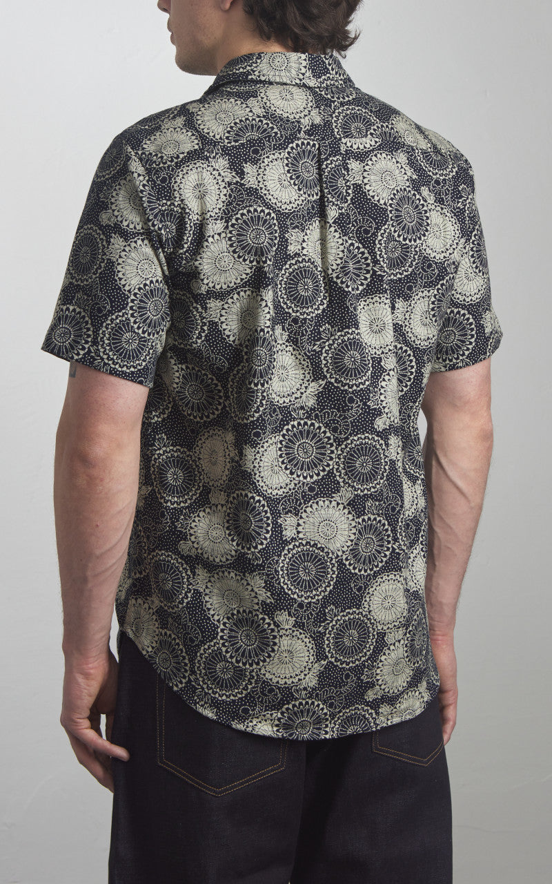 Rogue Territory Oxford Shirt S/S Indigo Medallion