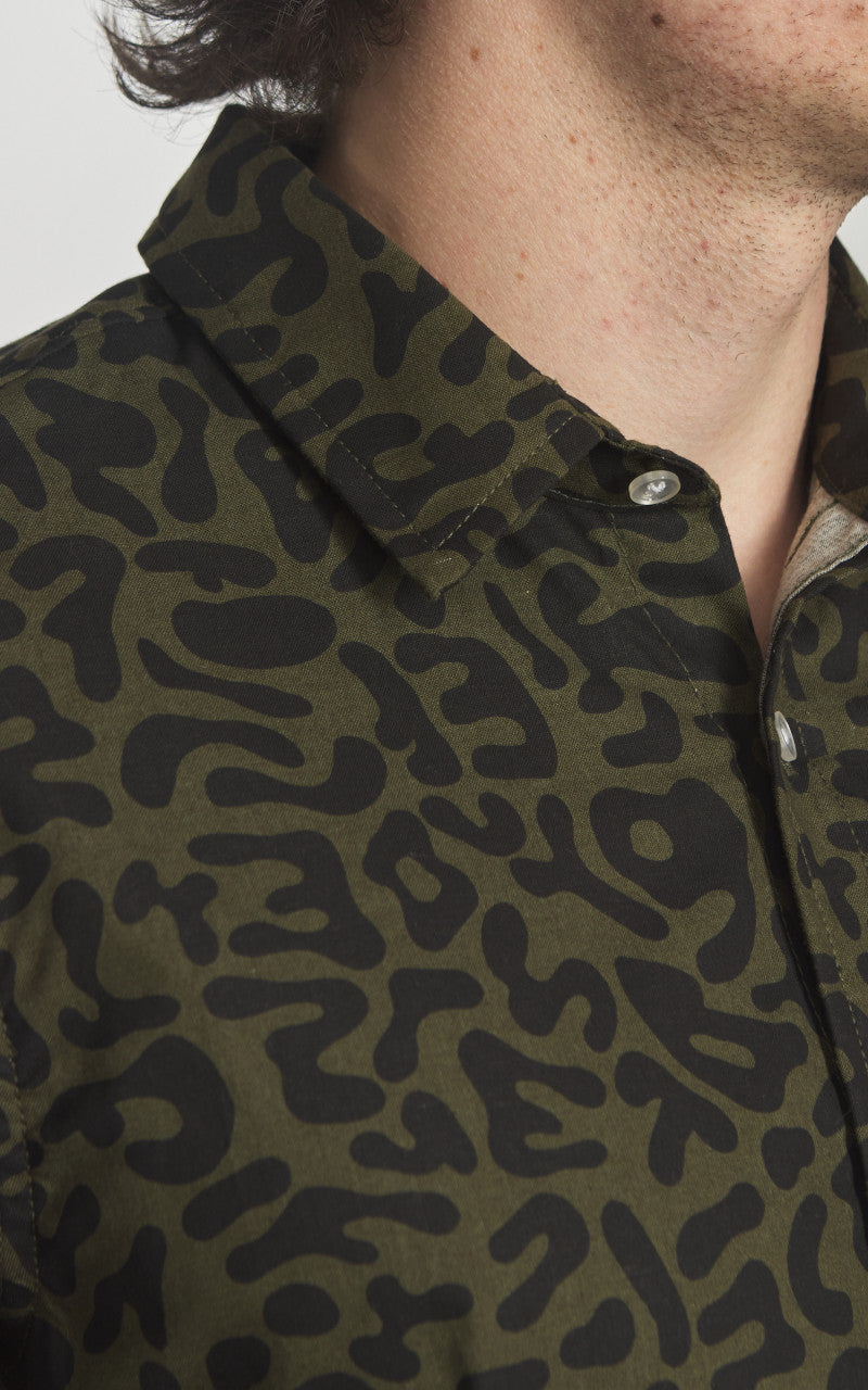 Rogue Territory Oxford Shirt S/S Alphabet Camo Olive