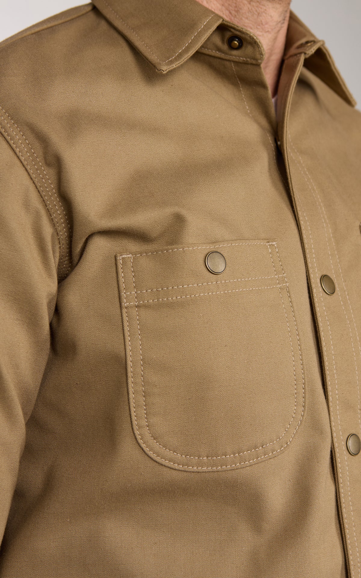 Rogue Territory Work Shirt Selvedge Canvas Dyed Khaki