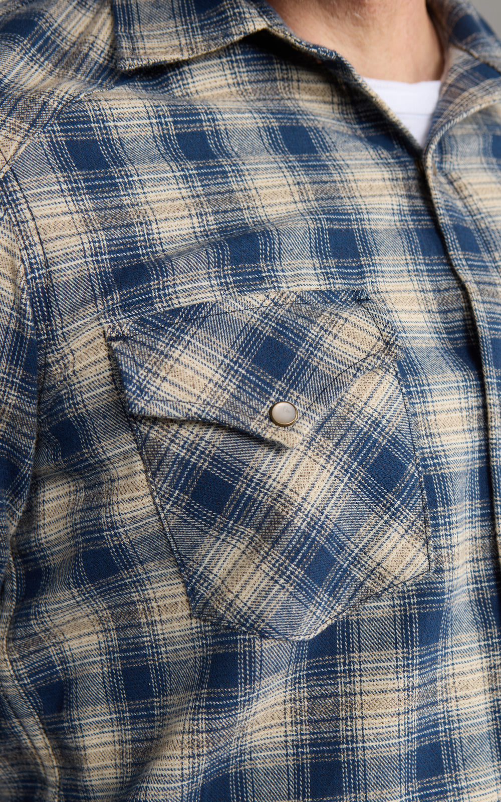 Rogue Territory Western Shirt Navy Plaid
