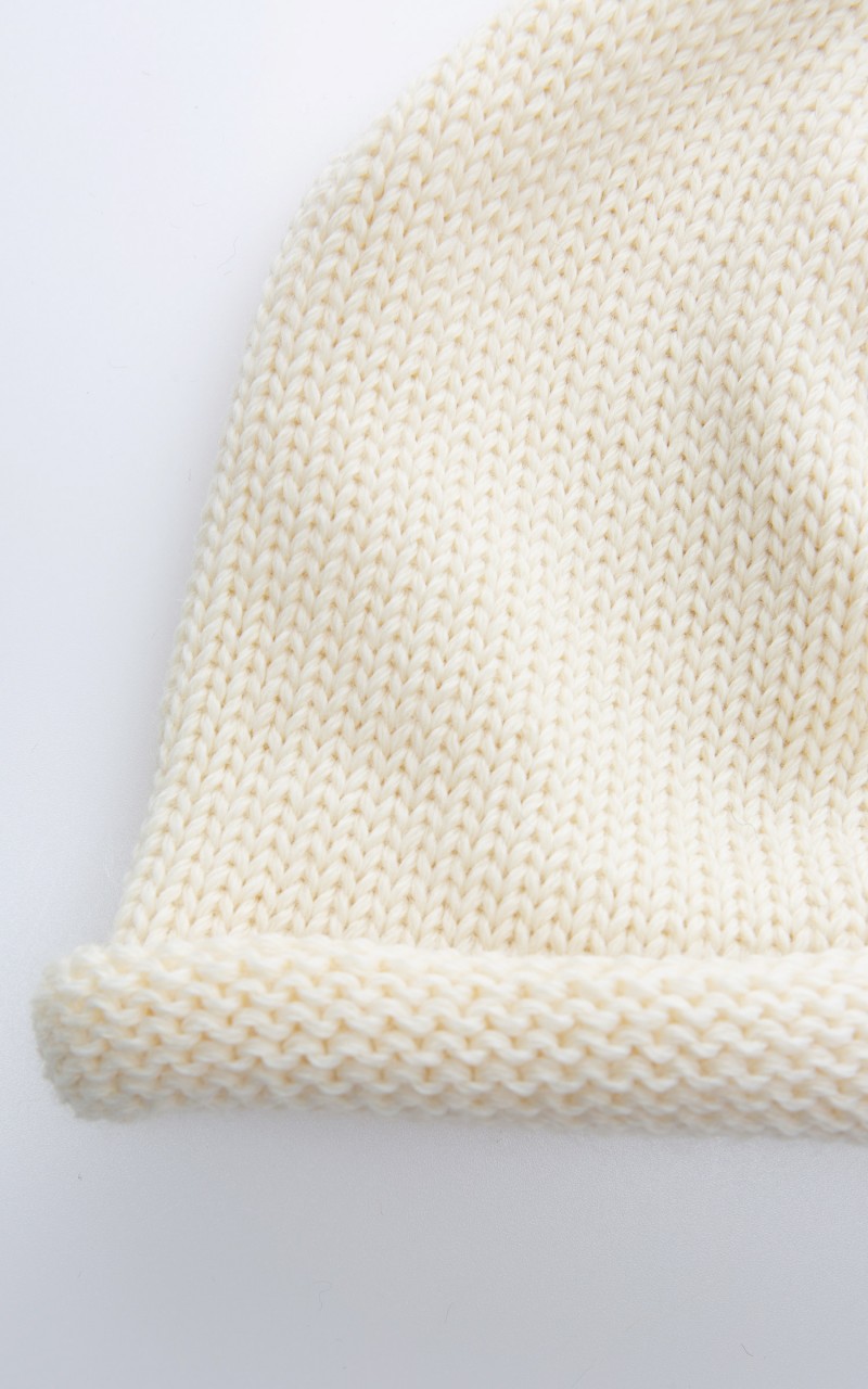 Leuchtfeuer-Strickwaren Rollrand Knit Wool Beanie White