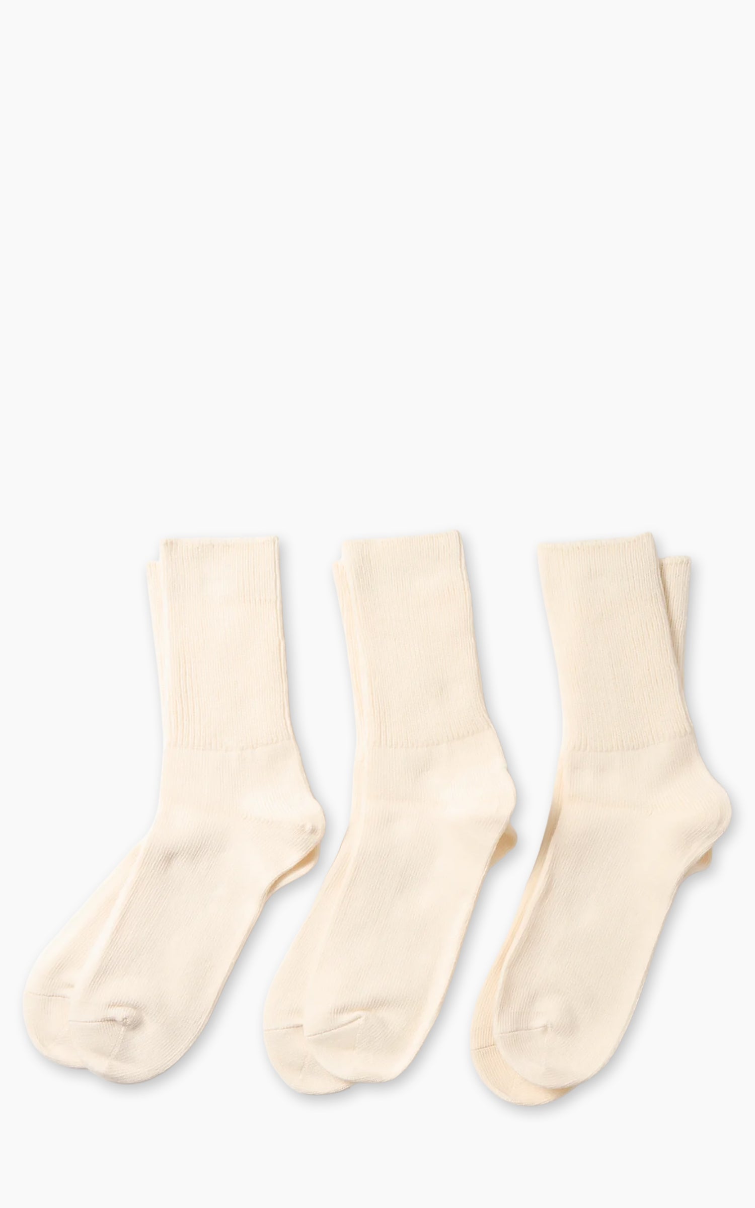 Rototo R1427 Organic Daily 3-Pack Ribbed Crew Socks Ivory