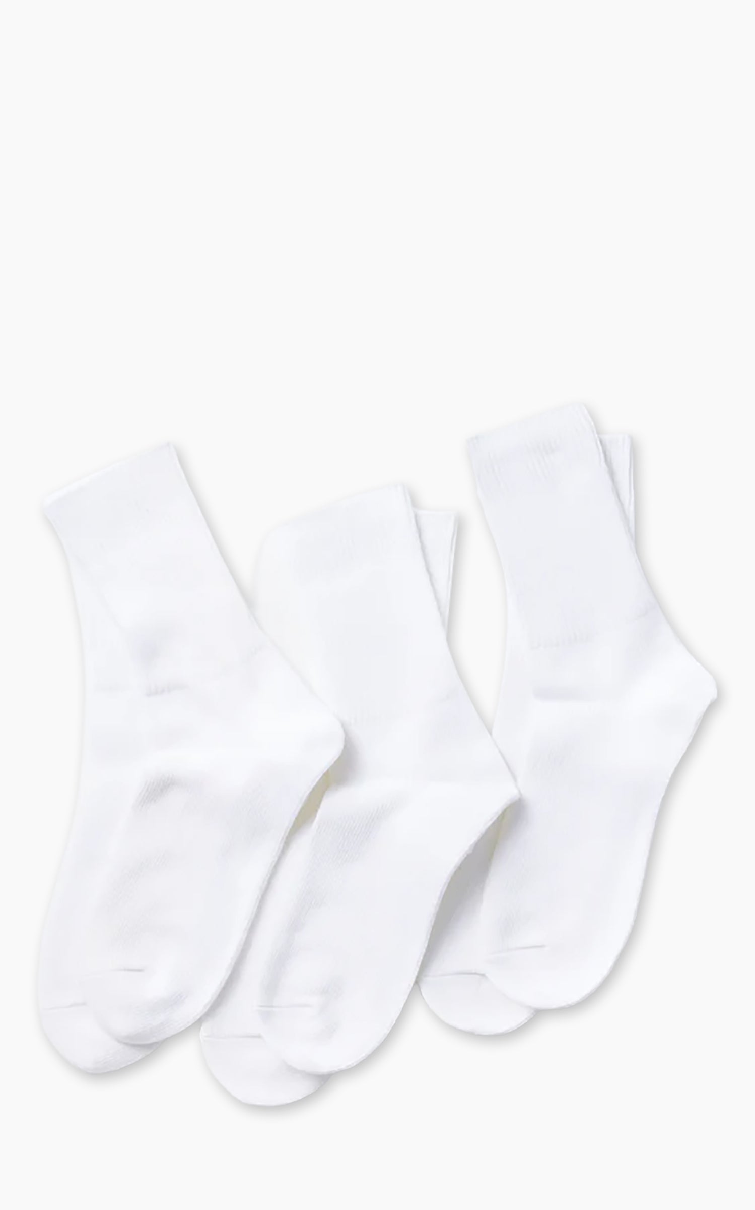 Rototo R1427 Organic Daily 3-Pack Ribbed Crew Socks White