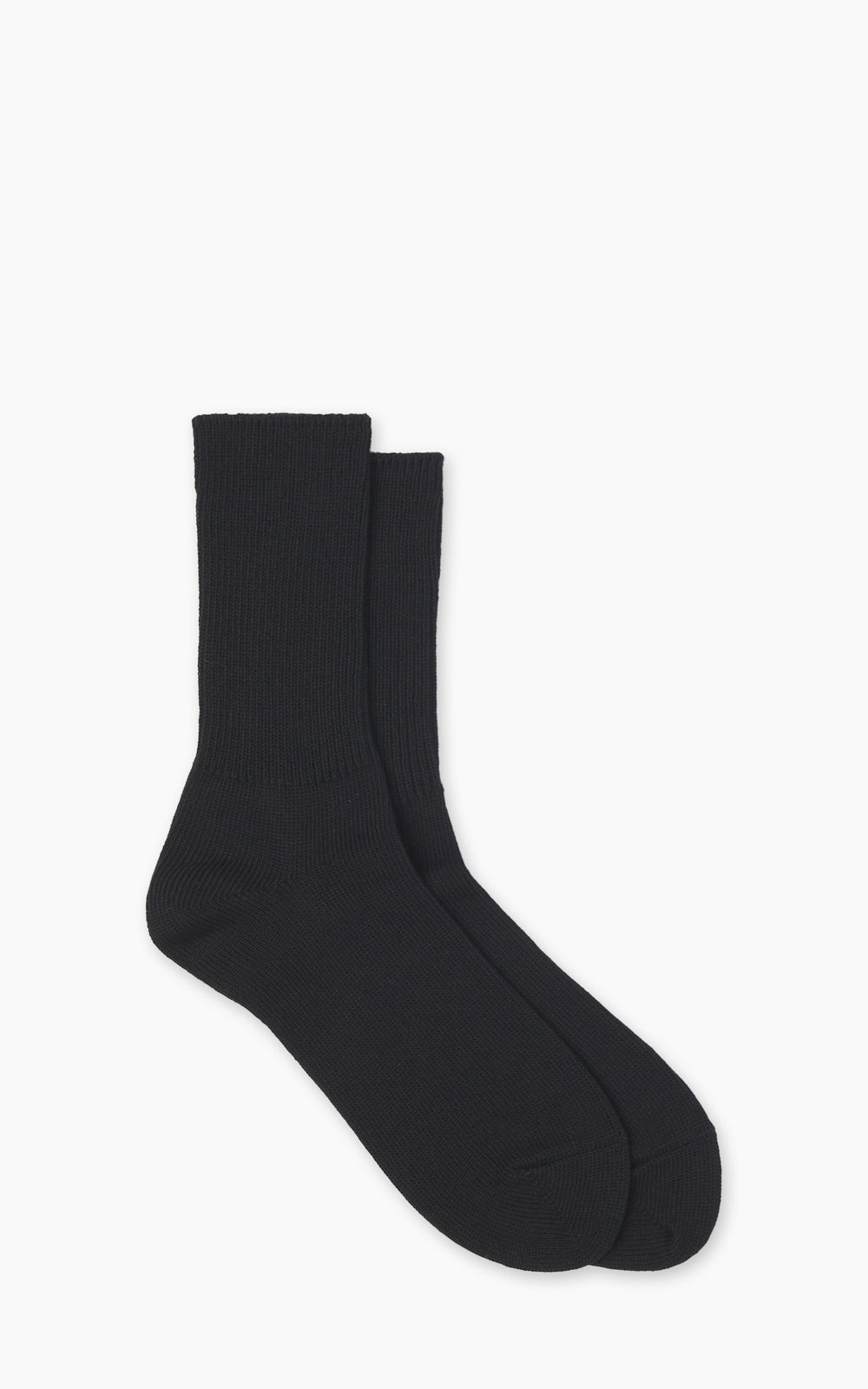 Rototo R1427 Organic Daily 3-Pack Ribbed Crew Socks Black