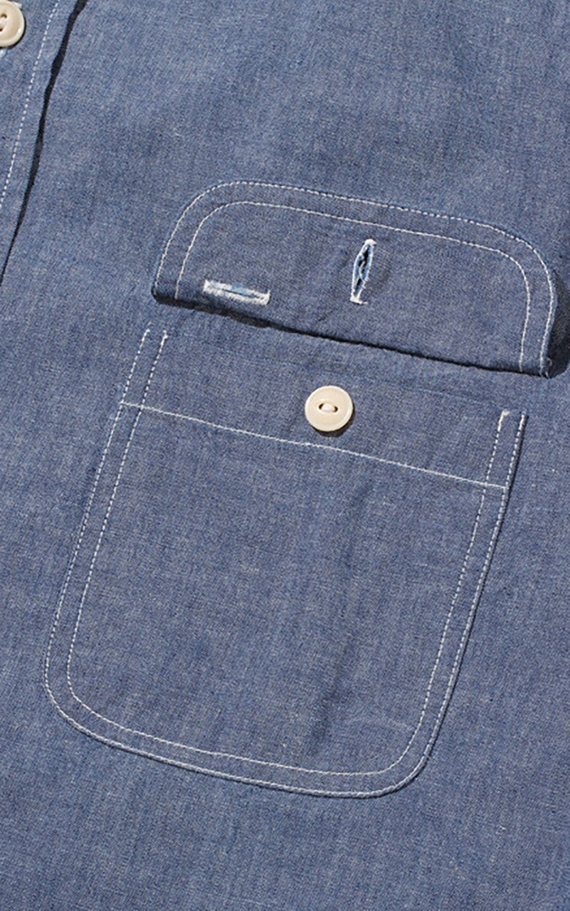 Sugar Cane SC27850 Blue Chambray Work Shirt One Wash Blue