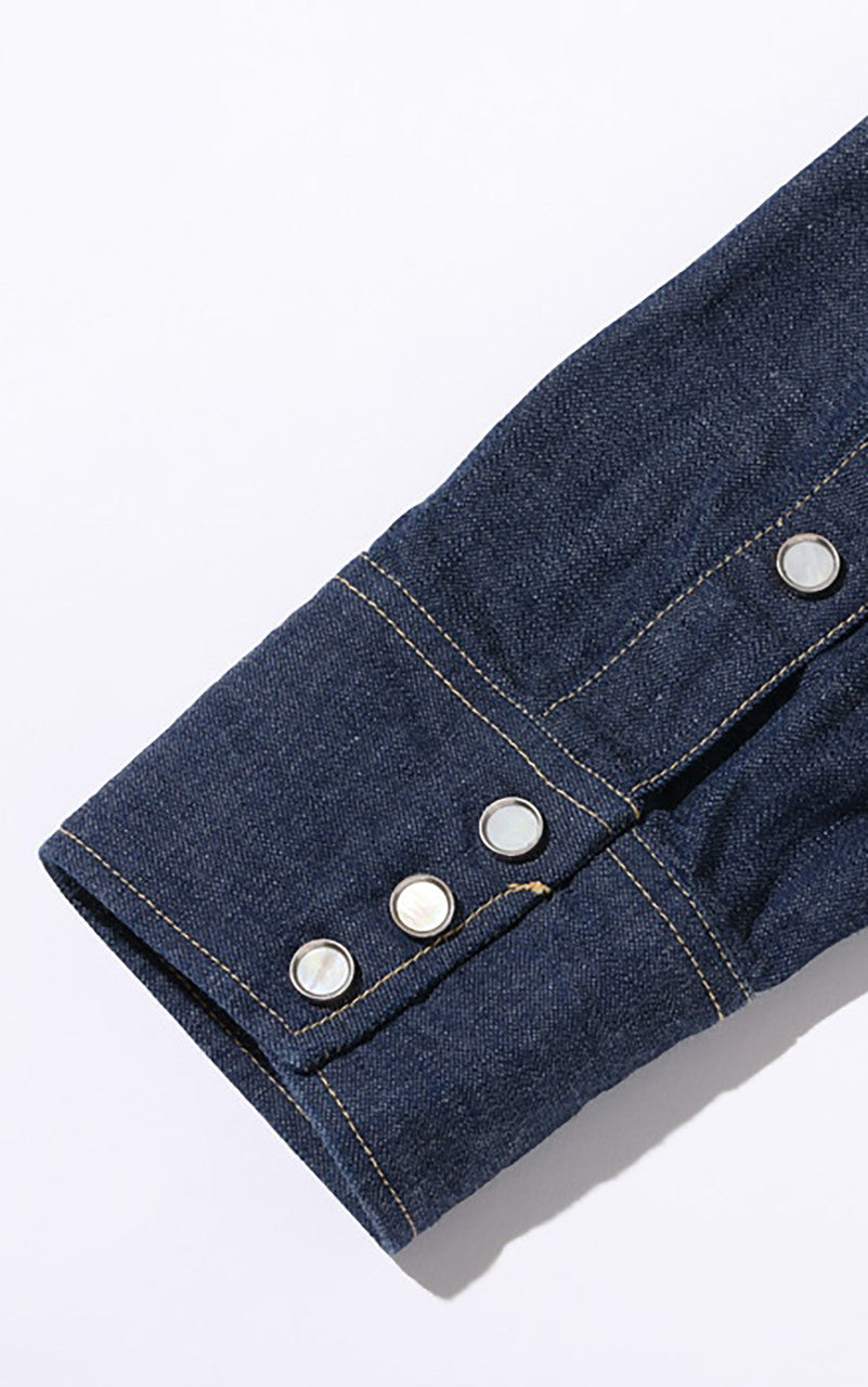 Sugar Cane SC28190 Blue Denim Western Shirt One Wash Indigo