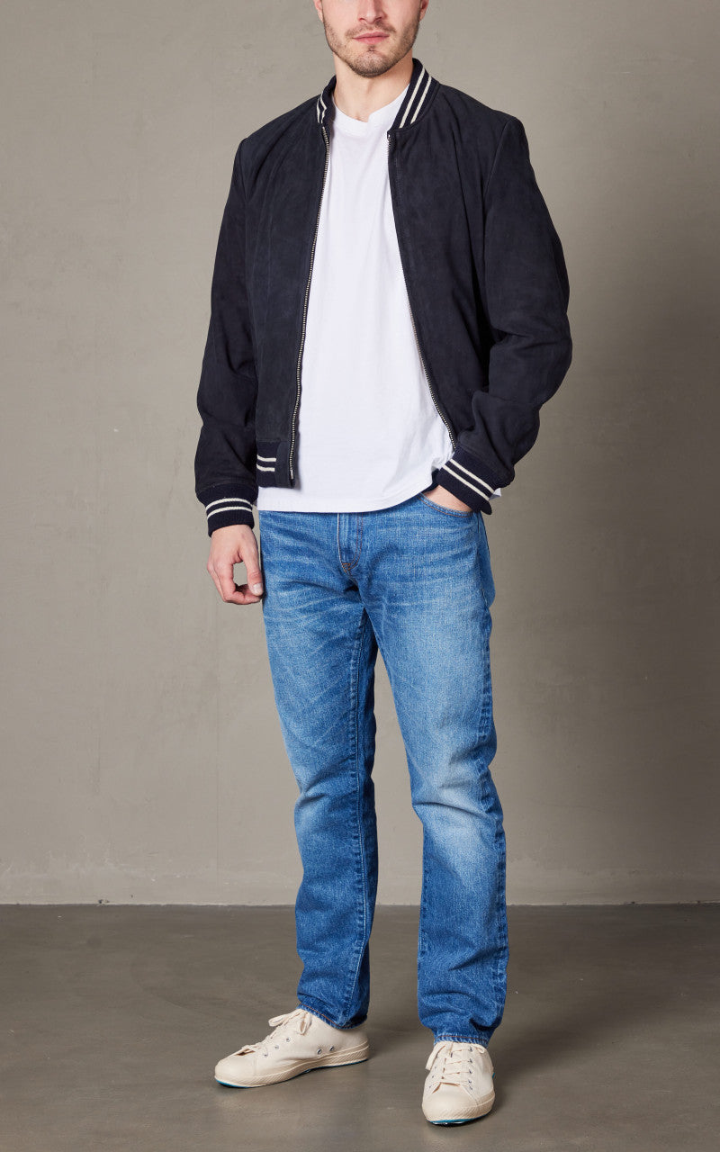 Schott NYC LC300STRIPE Casual Bomber Jacket Navy