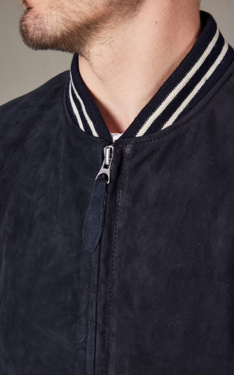 Schott NYC LC300STRIPE Casual Bomber Jacket Navy