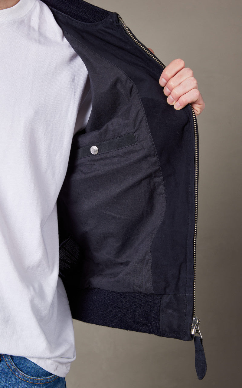 Schott NYC LC300STRIPE Casual Bomber Jacket Navy