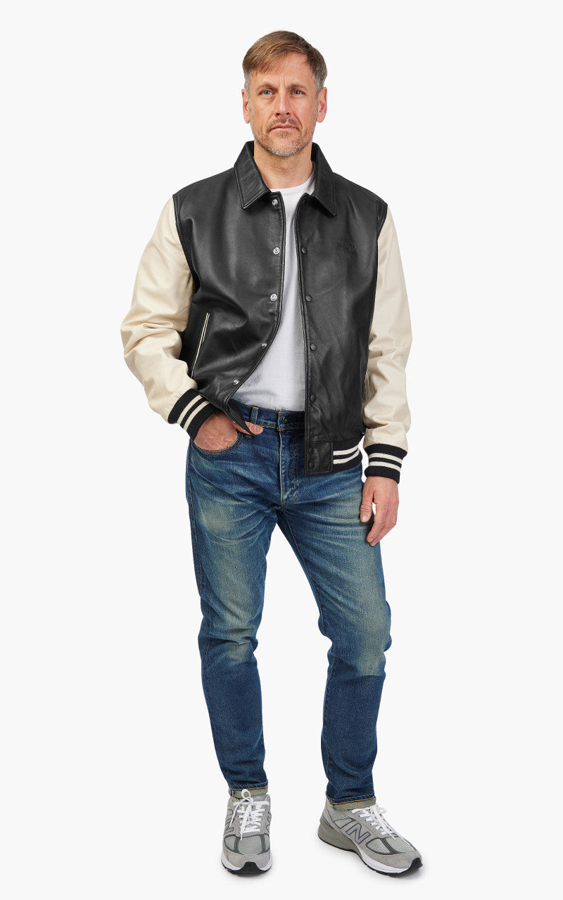 Schott NYC LCCOACHVARS Varsity Jacket Leather Black/Off White