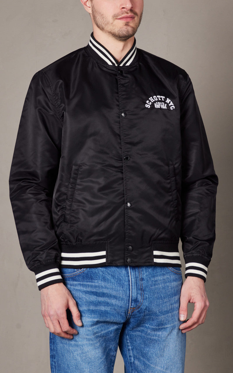 Schott NYC Princeton1 Varsity Jacket Black Schott NYC Princeton1 Varsity Jacket Black