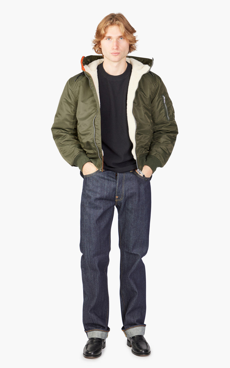 Schott NYC Hooded Airforce Bomber Jacket Army Khaki