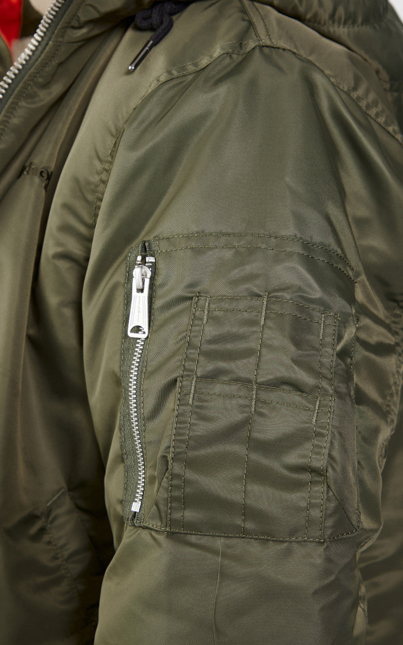 Schott NYC Hooded Airforce Bomber Jacket Army Khaki