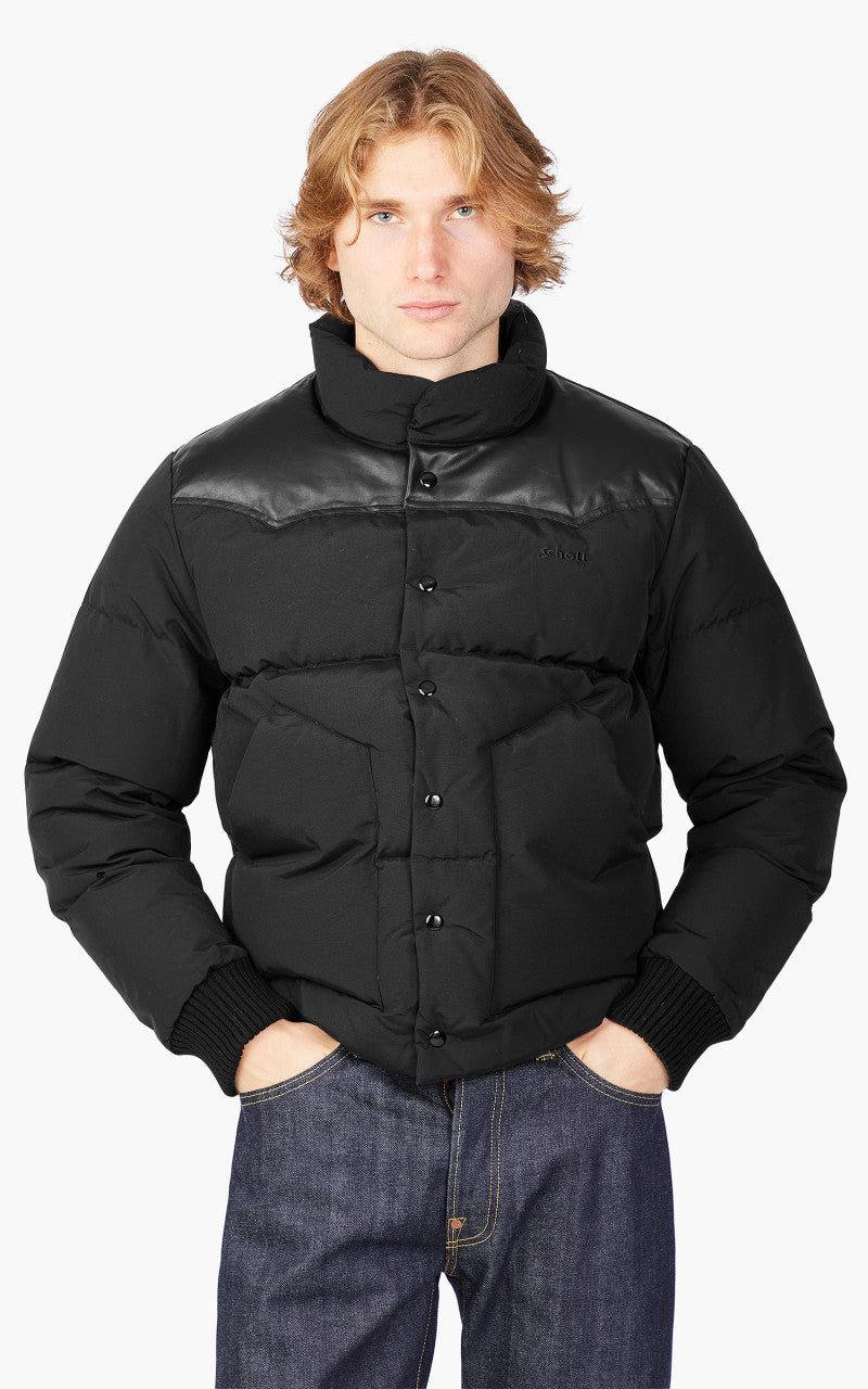 Schott NYC Blackburn Rancher Puffer Jacket Black