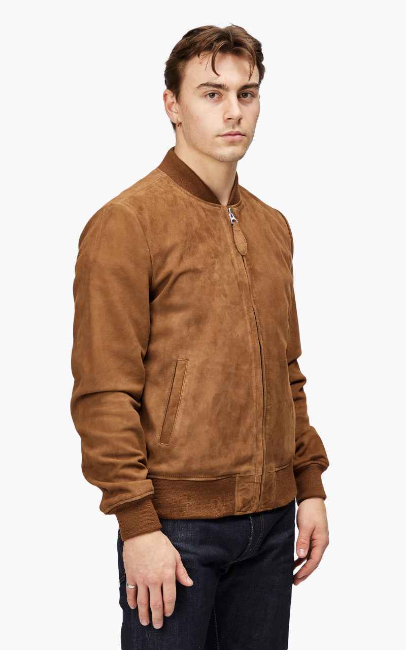 Schott NYC LC300 Suede Bomber Jacket Rust