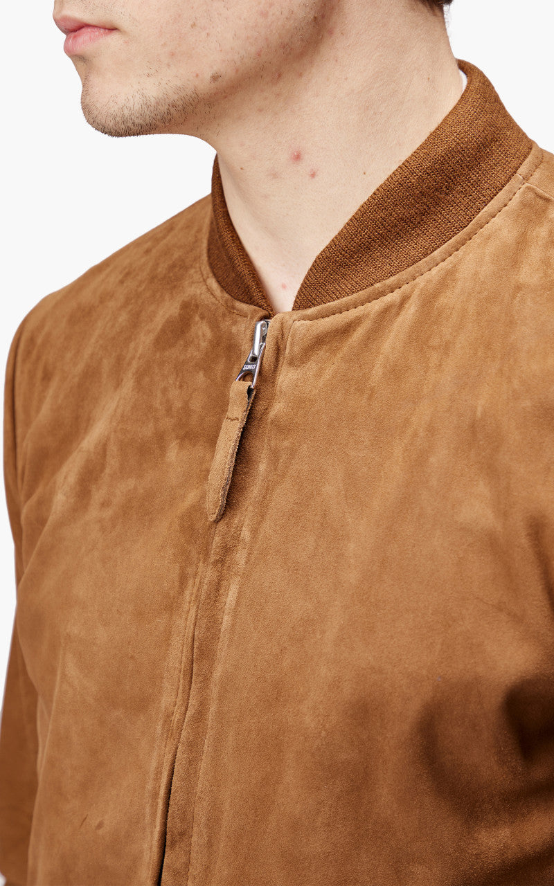 Schott NYC LC300 Suede Bomber Jacket Rust