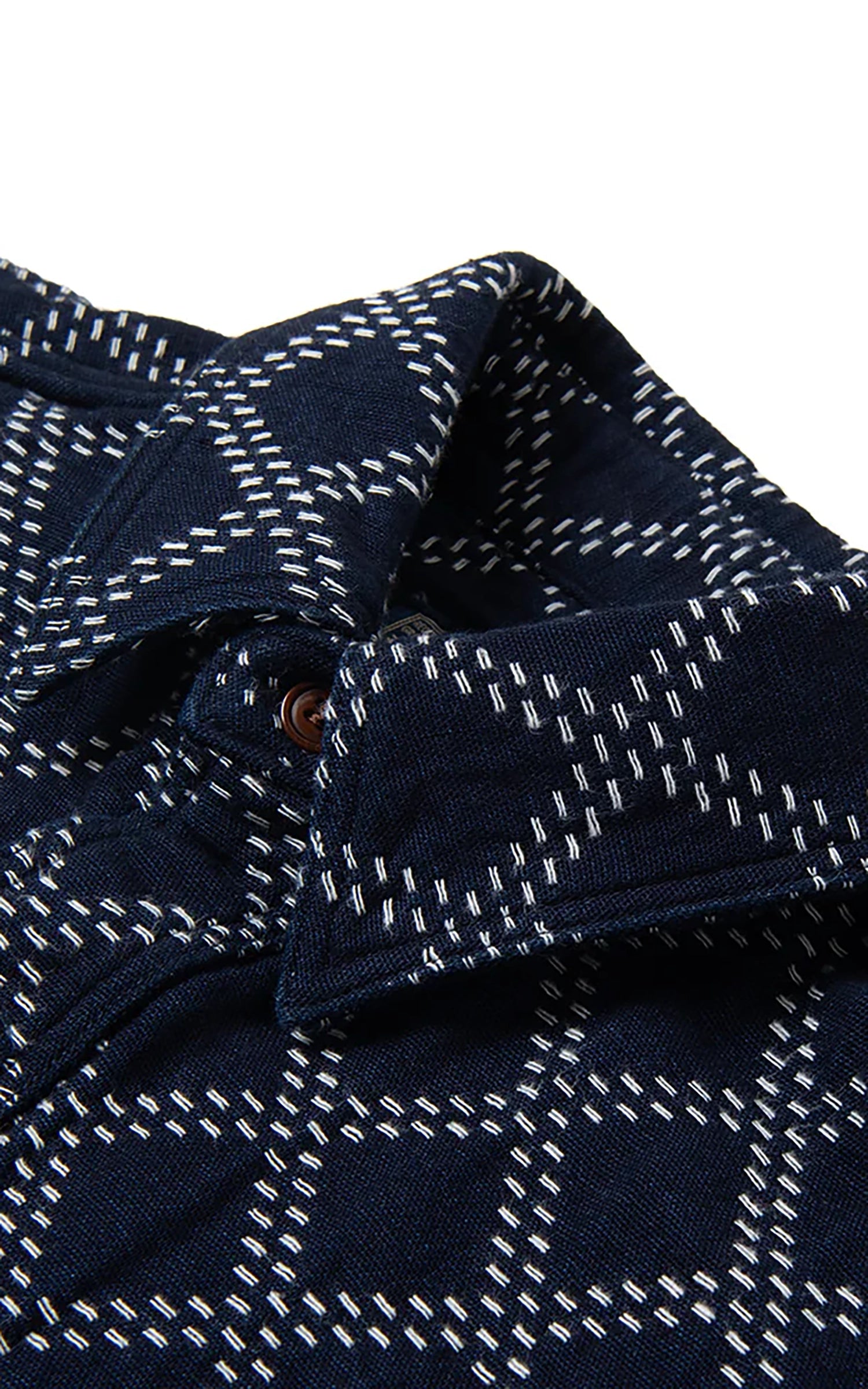 Studio D'Artisan 5728 Indigo Sashiko Dobby Work Shirt Indigo