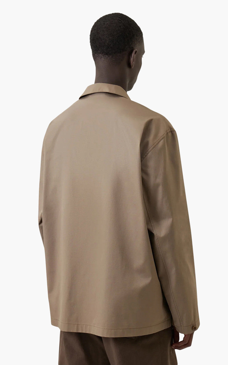Lemaire Stand Collar Shirt Cotton Twill Squirrel