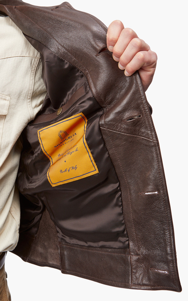 Shangri-La Heritage Cossack Lambskin Leather Jacket Testa di Moro