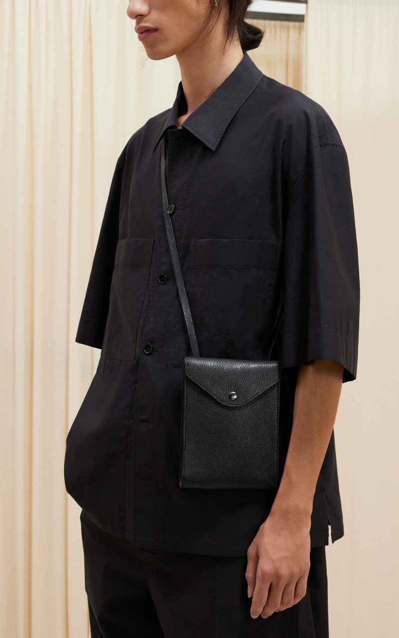 Lemaire Enveloppe With Strap Goat Leather Black