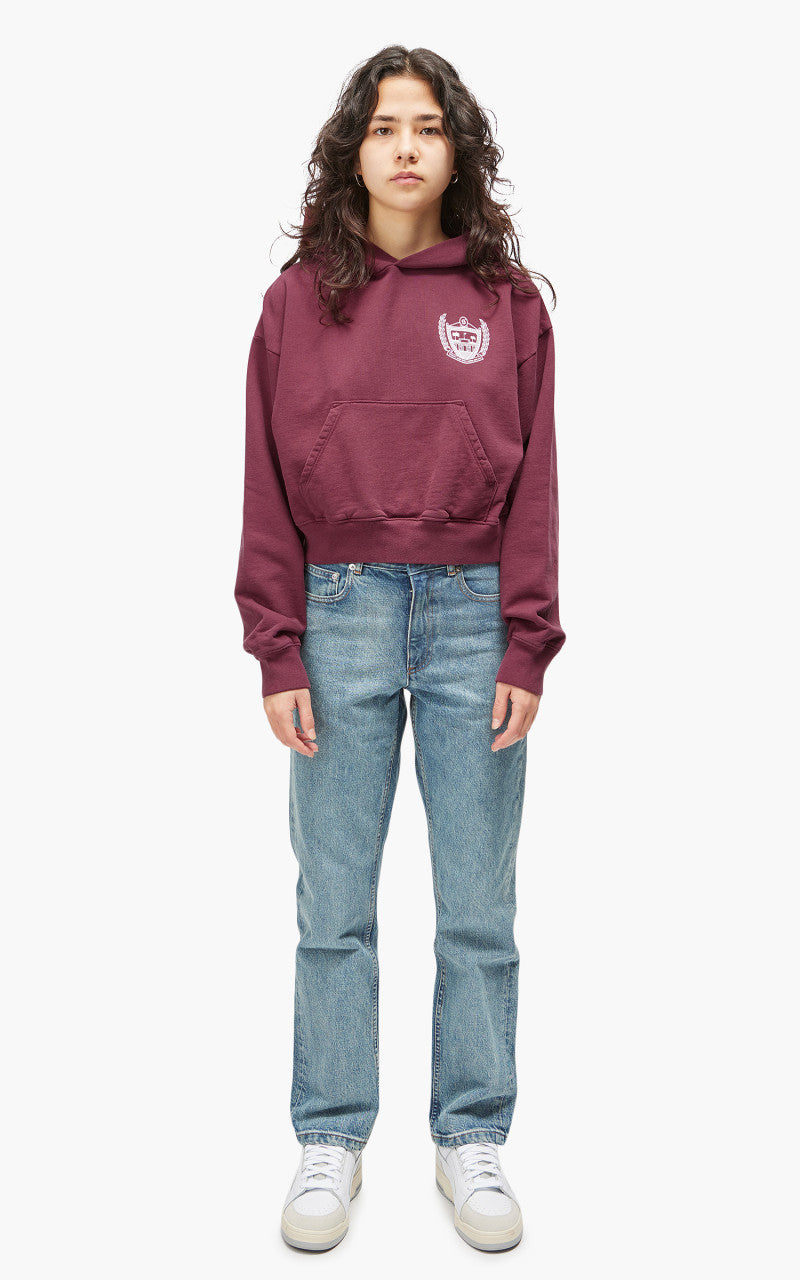 Sporty & Rich Beverly Hills Cropped Hoodie Merlot