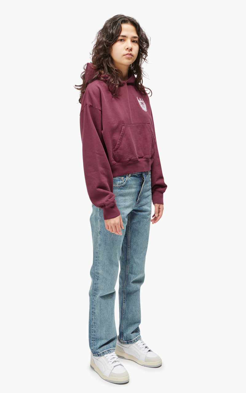 Sporty & Rich Beverly Hills Cropped Hoodie Merlot
