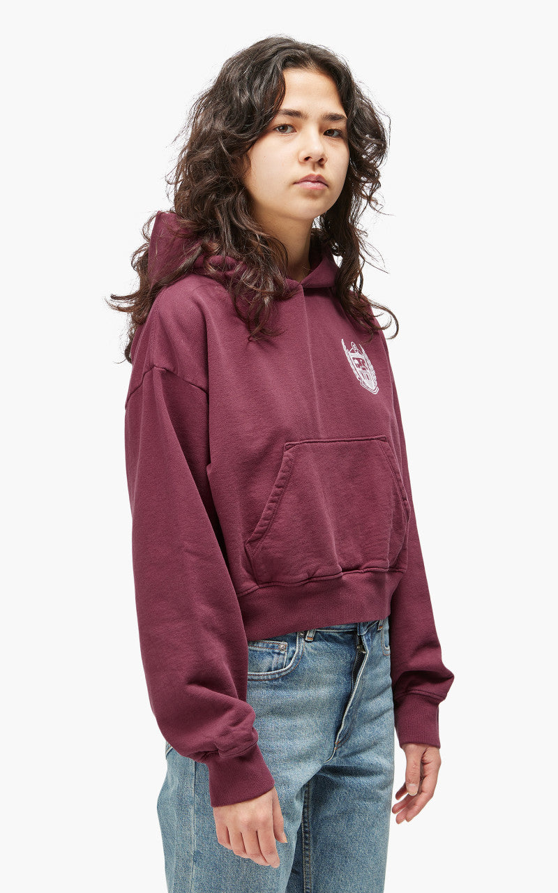 Sporty & Rich Beverly Hills Cropped Hoodie Merlot