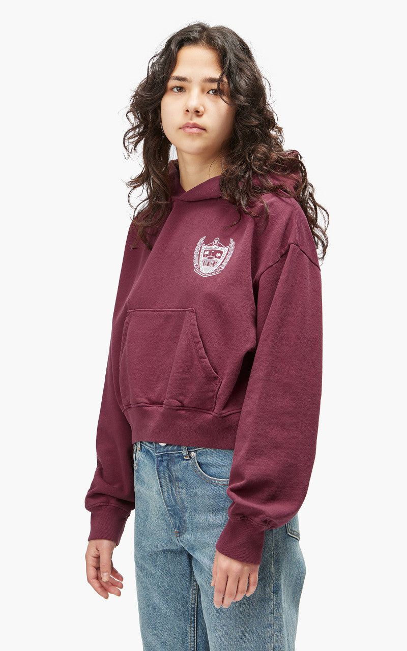 Sporty & Rich Beverly Hills Cropped Hoodie Merlot