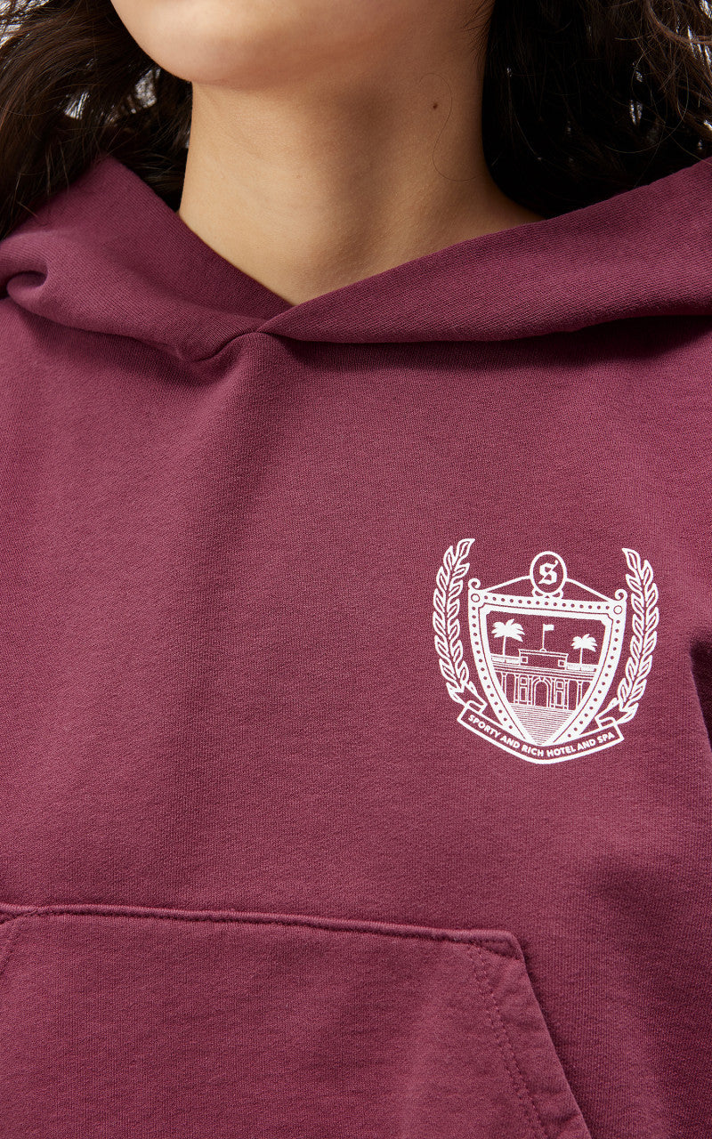 Sporty & Rich Beverly Hills Cropped Hoodie Merlot