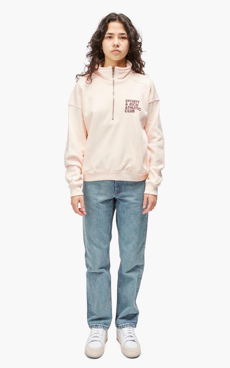 Sporty & Rich Exercise Often Quarter Zip Cream/Merlot