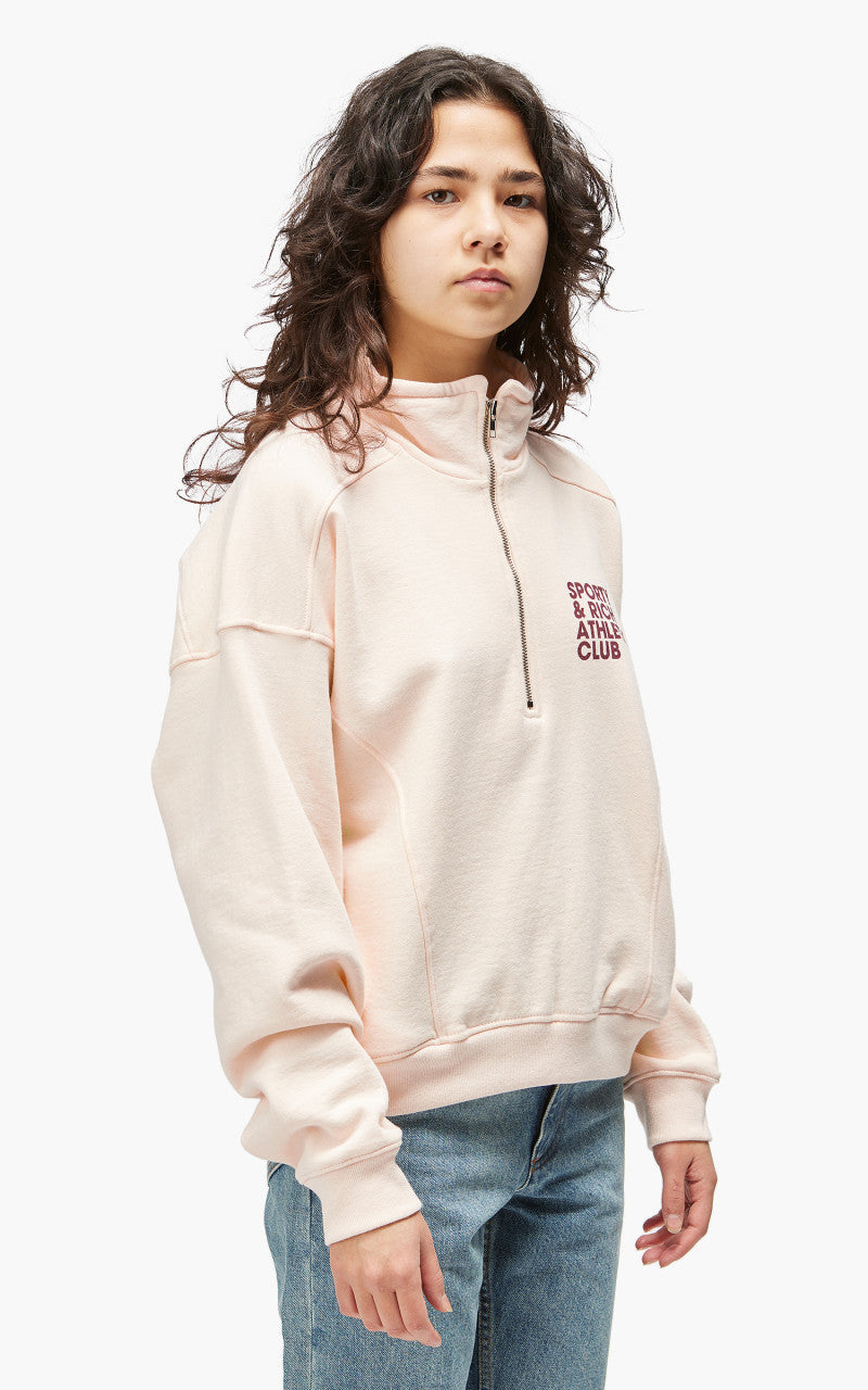 Sporty & Rich Exercise Often Quarter Zip Cream/Merlot
