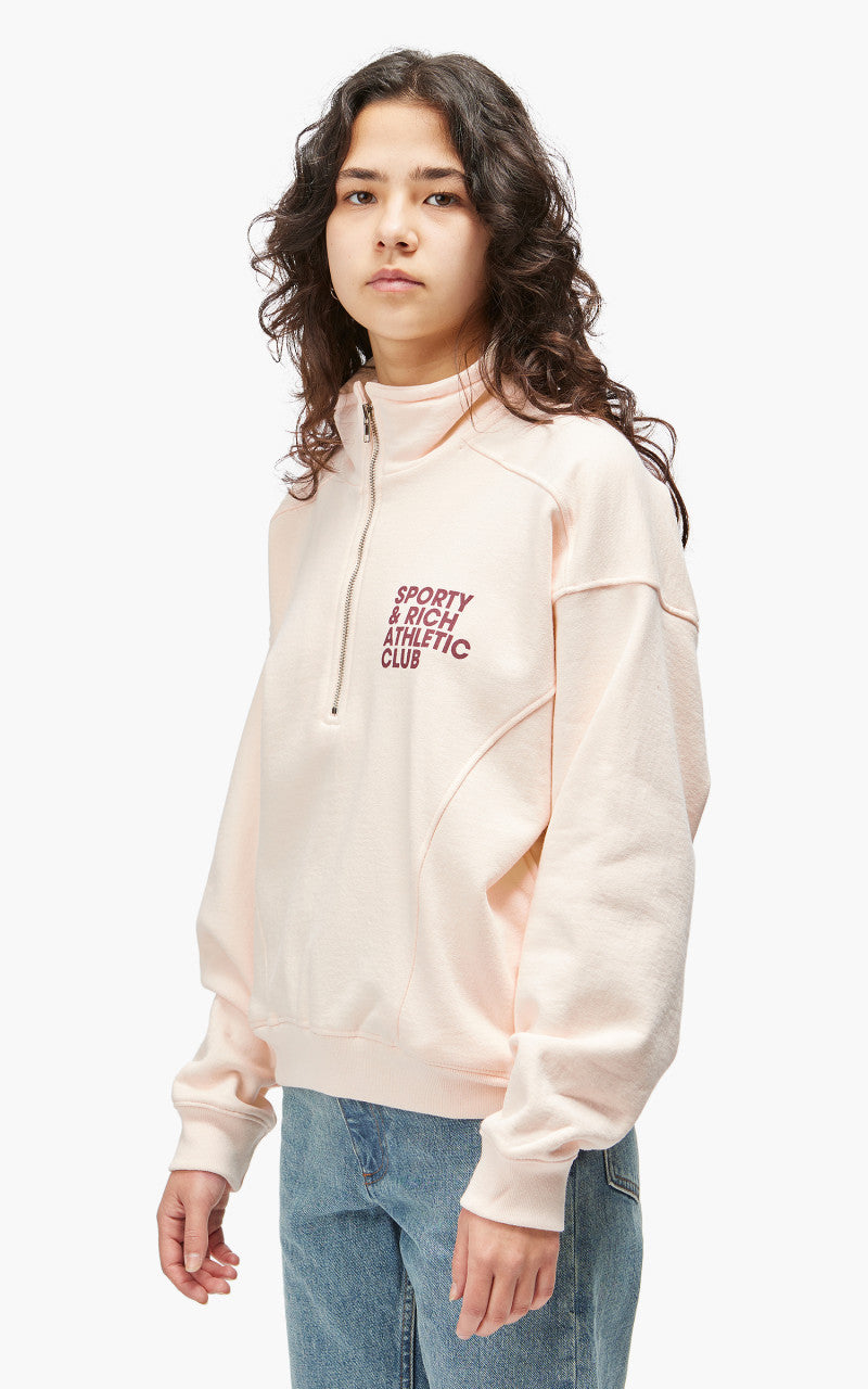 Sporty & Rich Exercise Often Quarter Zip Cream/Merlot