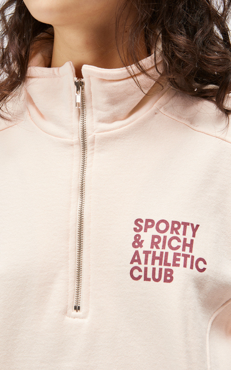 Sporty & Rich Exercise Often Quarter Zip Cream/Merlot
